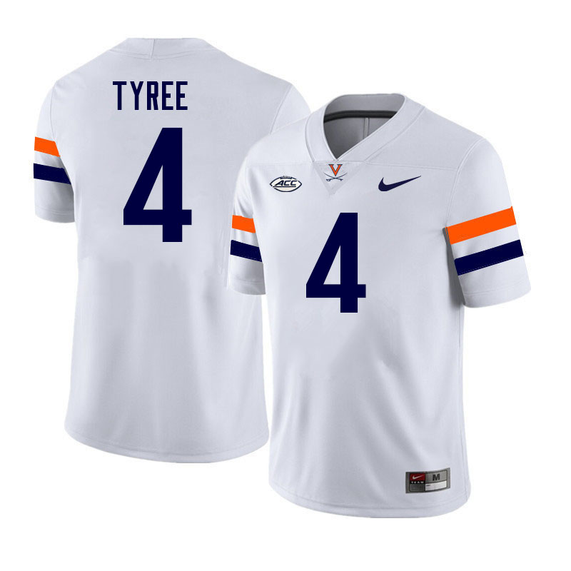 Virginia Cavaliers #4 Chris Tyree College Football Jerseys Stitched-White